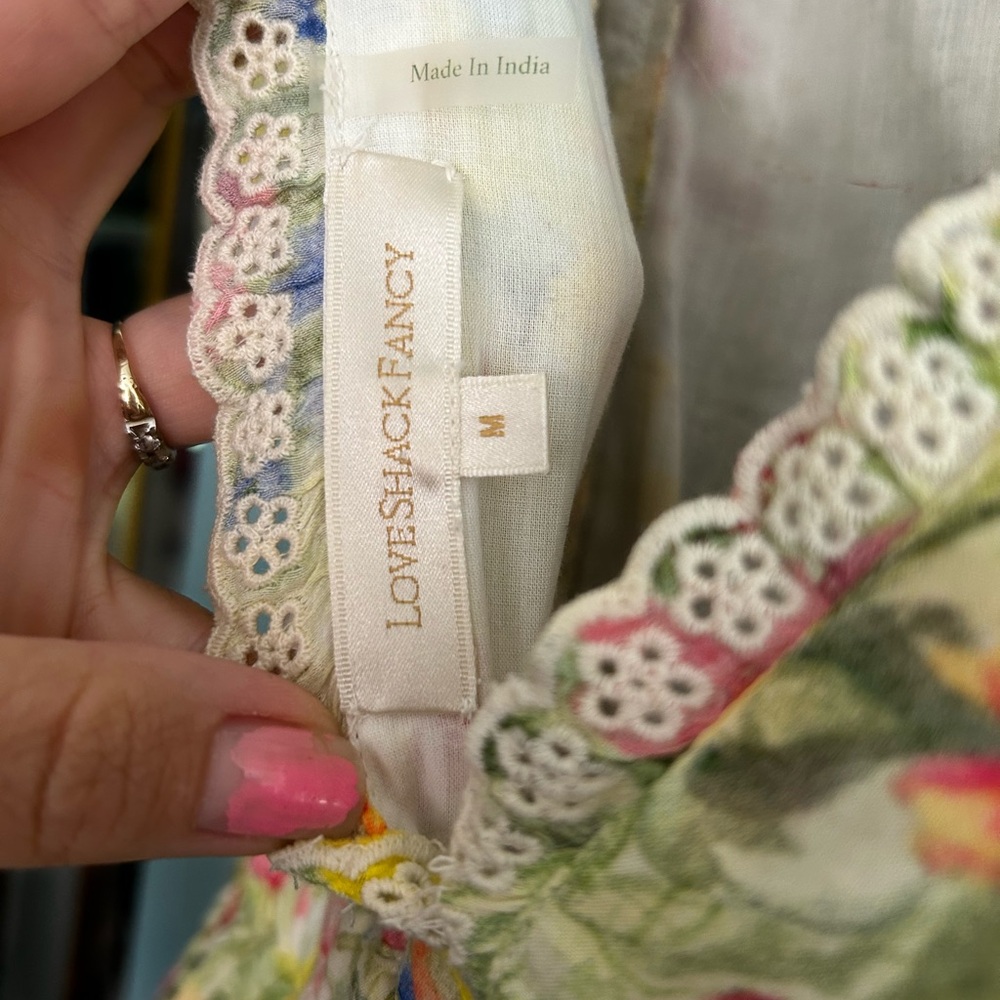 LoveShackFancy Aldina Tiered Yellow Floral Broderie Mini Dress M - Picture 6 of 10